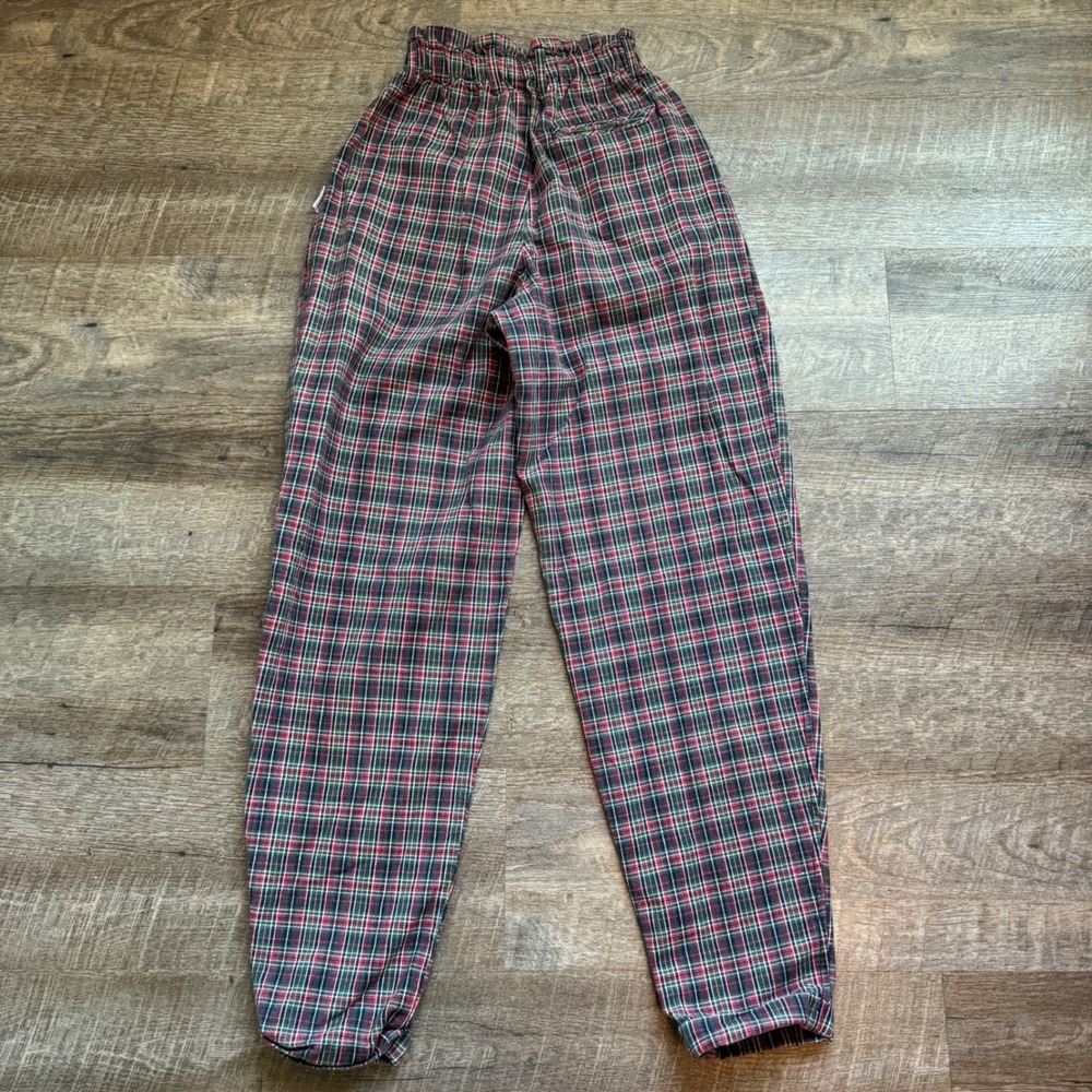 Paris Sport Club Vintage Plaid High Waisted Balloon Pants Red Green Preppy Sz XS - Picture 3 of 9